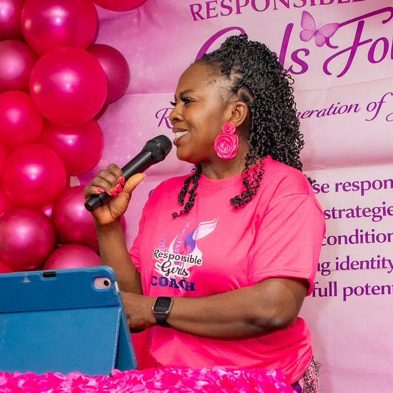 A Responsible Girls Forum coach speaking at a session